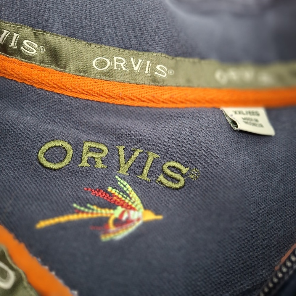 Orvis Sweater Men's Size XX Large Blue Zipper Pullover with a Snap - Picture 5 of 12